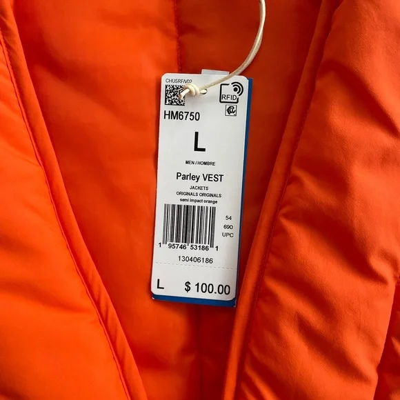 Adidas Orange Puffer Vest - Picture 3 of 7